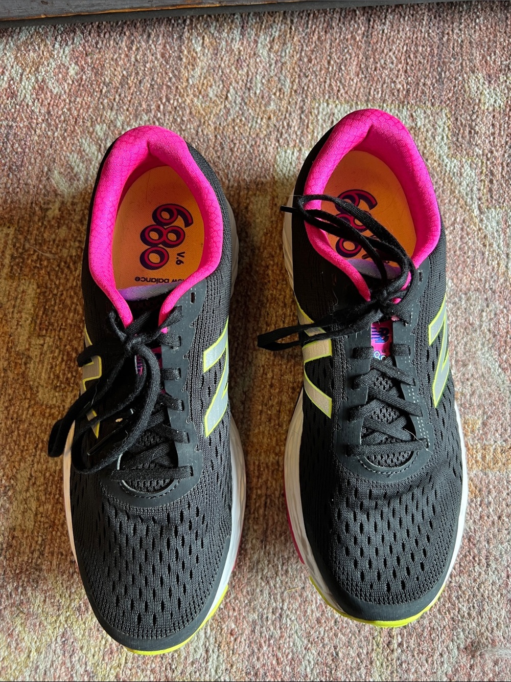 New Balance Women's Black, Pink & Neon Yellow Athletic Running Shoes